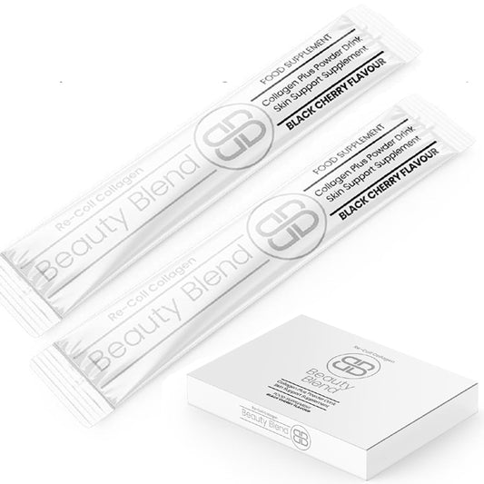 Re-Coll 5000mg Collagen Stick Packs 8.5g - High Strength Supplement with Hyaluronic Acid - for Hair Skin & Nails - Contains Bovine & Marine Collagen for Women & Men (14 Pack)