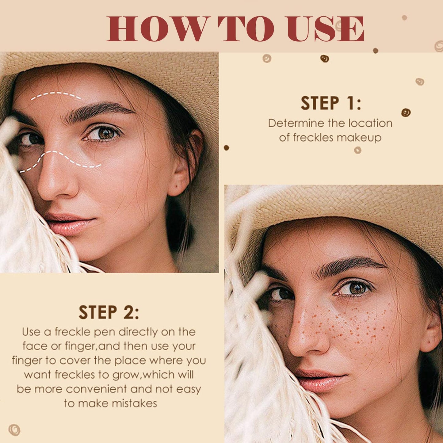 Mikloven 2-in-1 Freckle Stamp & Liquid Eyeliner Pen – Waterproof & Smudge-proof, Fine Tip Marker for Natural Lifelike Freckle Makeup & Defined Eye Look, Gentle & Skin-Friendly (Medium Brown-1PCS)