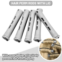 Honicemar 40 Pcs Perm Rollers Set for Long & Short Hair - 0.59 Inch Medium Cold Wave Rods, DIY Curling Tools for Natural Hairstyles, Hair Curling Rods for Home or Salon Styling
