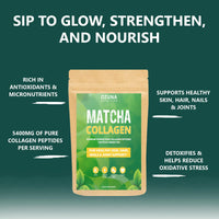 OZUNA NUTRITION Matcha Collagen Peptides Powder with L-Theanine & Natural Caffeine | Dairy-Free Matcha Latte | Matcha with Collagen for Skin, Hair & Nails | Keto & Paleo Friendly