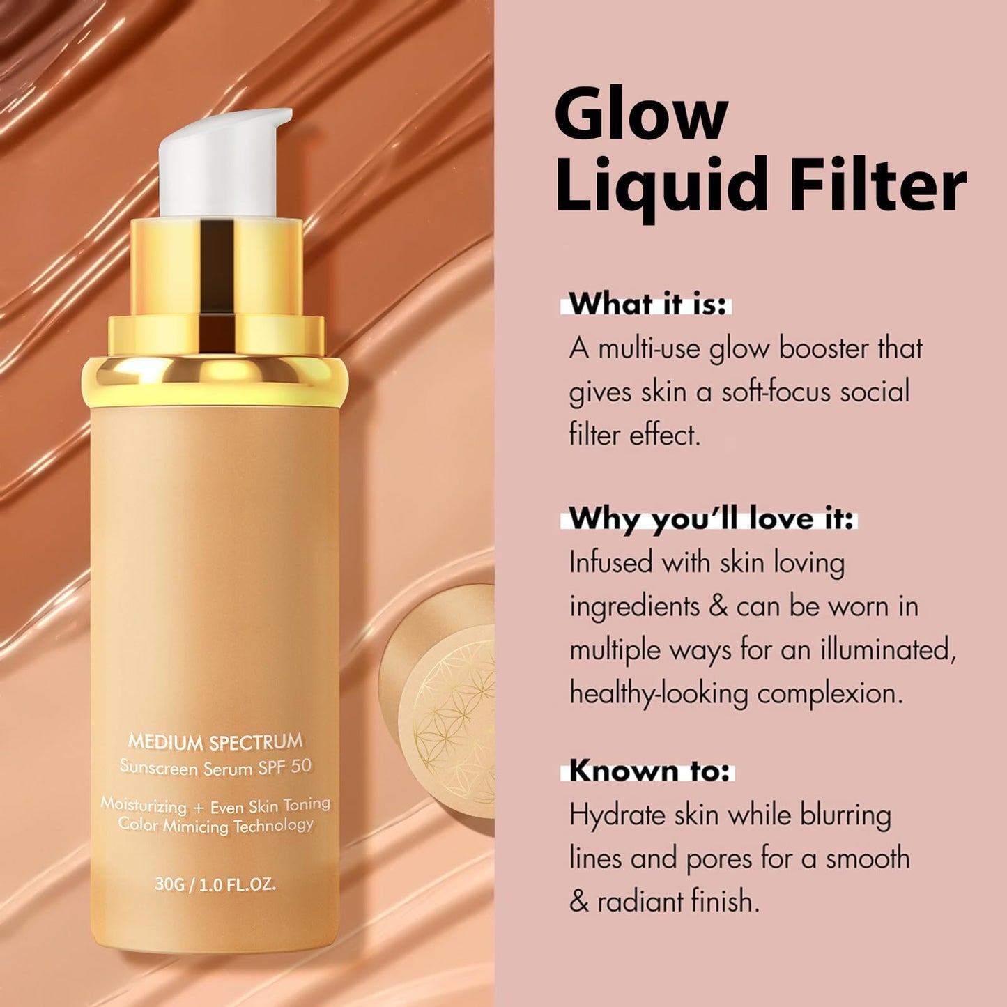 GCVSE 4-in-1 Colour Changing Foundation | Medium Spectrum Foundation for All Skin Types | 24H Hydration & Anti-Aging | Lightweight, Waterproof Coverage (40g)