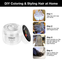 Ultikare Temporary Hair Colour Cream, Ultical Hair Colour Wax Temporary Hair Wax Colour Instant DIY Cosplay for Carnival Christmas Halloween Parties for Men and Women (White)