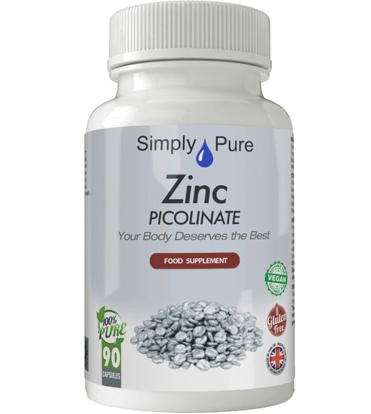 Simply Pure Zinc Picolinate Capsules 30mg x 90, with Added Copper, Gluten Free, GM Free, Vegan