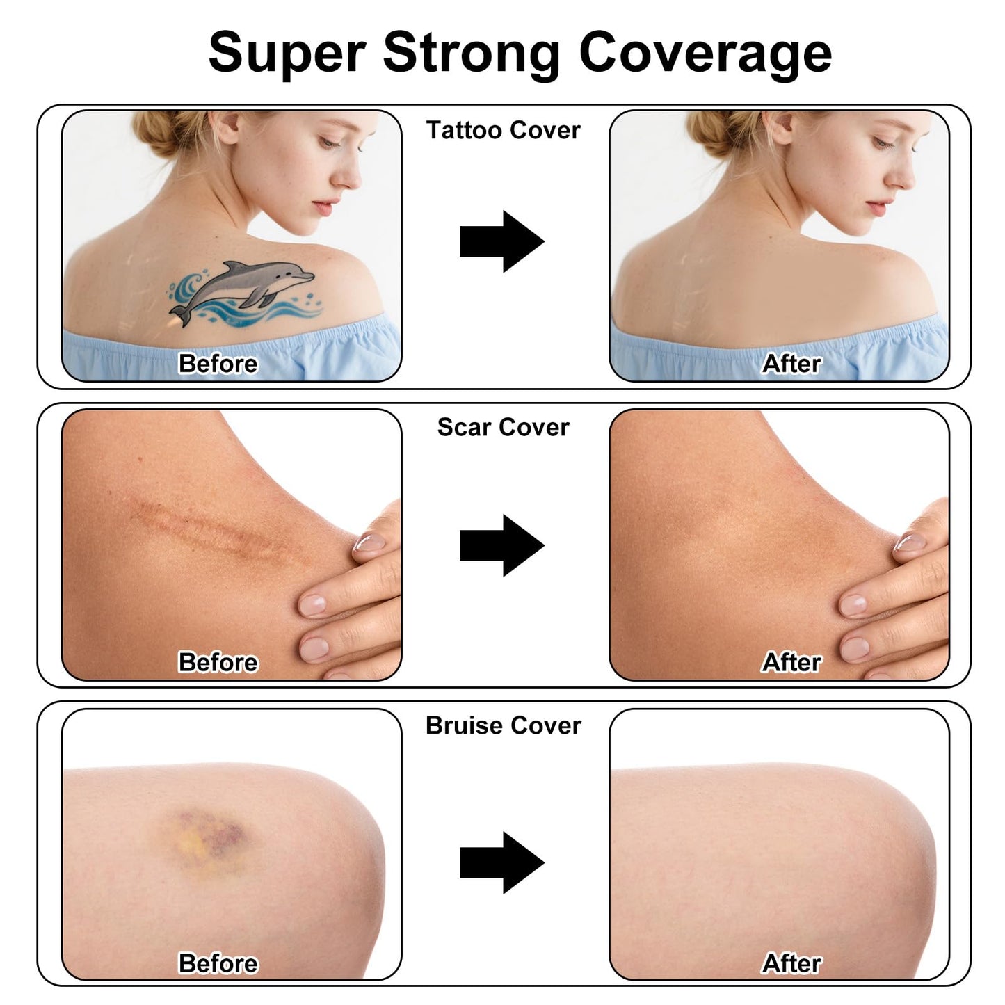 Lyreh 8pcs Tattoo Cover Sticker, 5.12x3.35in Waterproof Patch Sweat-Proof Invisible Ultra-Thin Second Skin Tattoo Cover Up Tape Concealer Sticker for Covering Scar and Birthmarks(Skin Color)