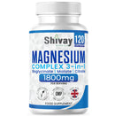 Magnesium Glycinate 3 in 1 Complex | 1800mg Per Serving - 384mg Elemental Magnesium | High Strength Magnesium Bisglycinate, Malate, Citrate | 120 Vegan Capsules | Made in The UK by Shivay Herbals