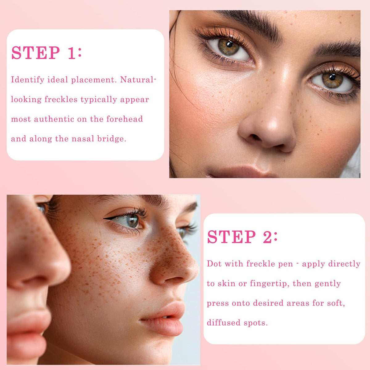 ZoeyShine 2 in 1 Freckle Stamp and Black Liquid Eyeliner, Waterproof Natural Lifelike Makeup, Long Lasting Soft Spot Pen Glitter Fake Freckle Stamp and Eyeliner Pencil (# LIGHT)