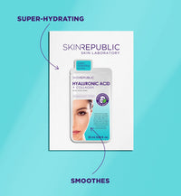 Skin Republic Hyaluronic Acid + Collagen Sheet Mask Clinically Proven to Provide 48-Hours of Long-Lasting Hydration. Made in Korea.