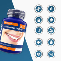 Zipvit L Lysine 1100mg, 90 Vegan Lysine Tablets, High Strength Essential Amino Acid Supplement, 3 Month Supply for Daily Wellness Support