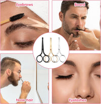 WQEDVN Stainless Steel Nose Scissors for Men, Nose Hair Scissors for Men, for Trimming Facial Hair Ear Hair Eyebrow(Black 8.5cm)