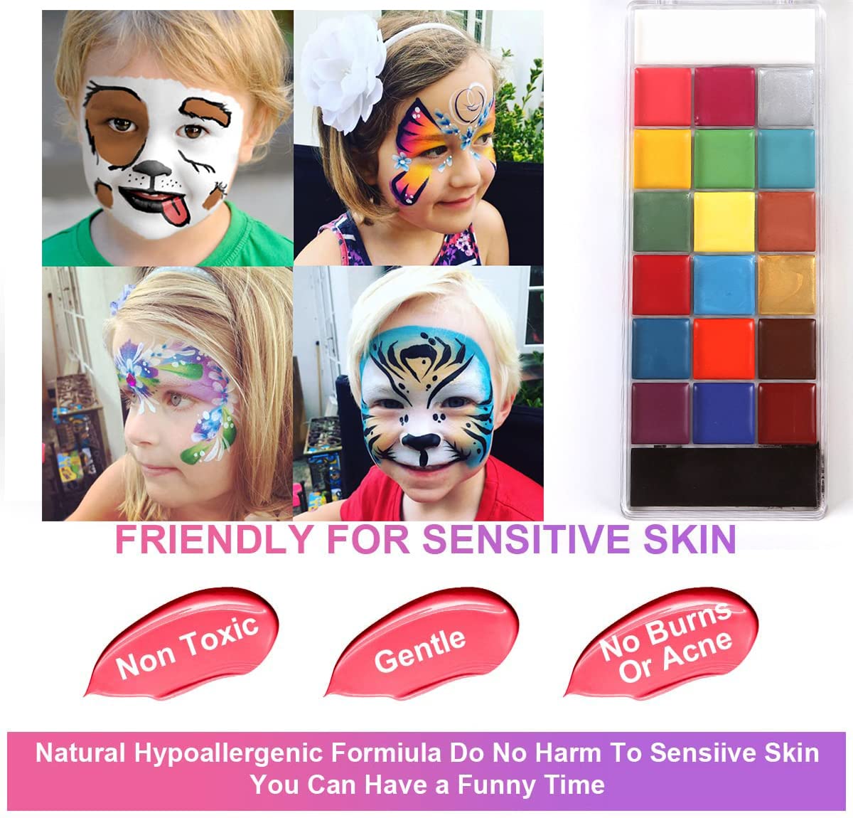 proamate Proamate Face Paints ,20 Colors Professional oil based Make Up Set Body Painting Washable for Art Exhibition Halloween Party Colsplay (20 Colors)