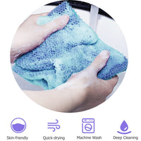 TENQUAN 3 PCS African Exfoliating Net Bath Sponge Exfoliating Body Scrubber Shower Scrubber Skin Smoother for Men Women Clean Clear Exfoliating Daily Wash(Purple Blue Coffee)