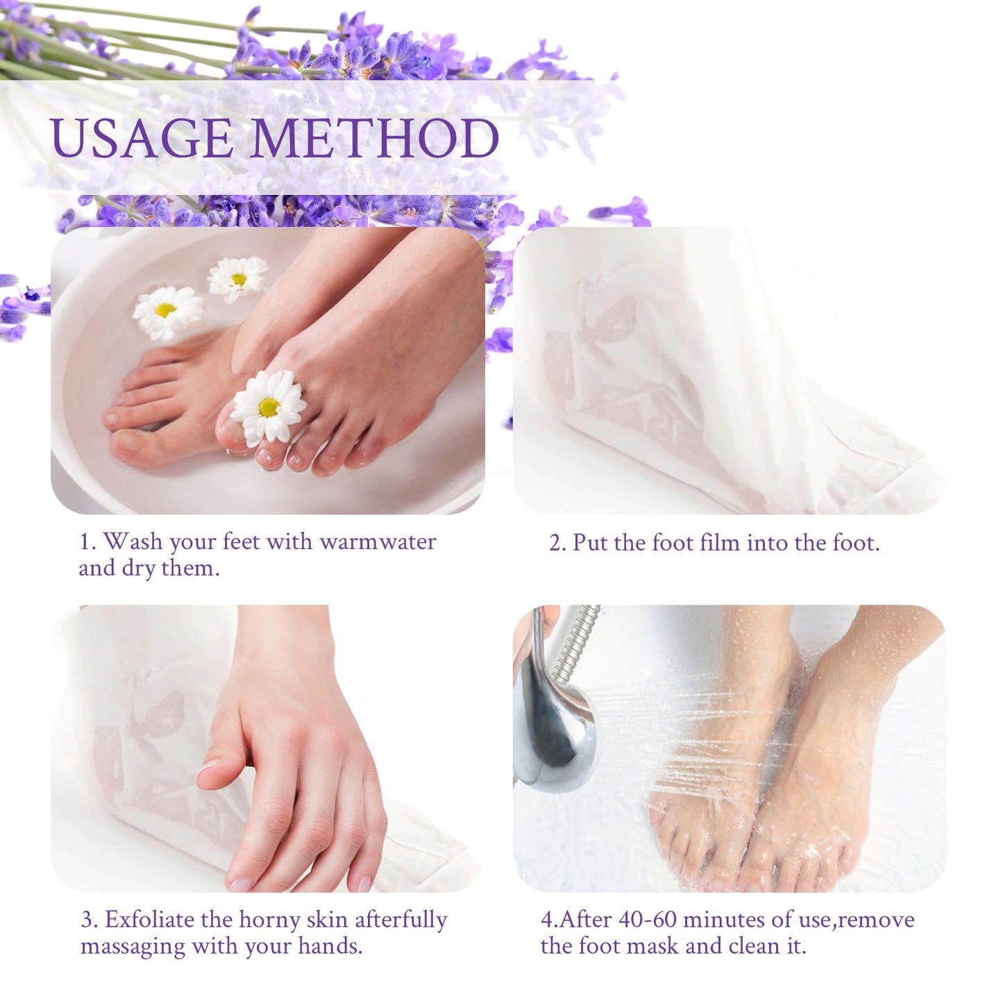 6 Pairs Lavender Foot Mask Socks Sets,Foot Peel Mask for Hard Skin,Exfoliating Foot Peel Mask,Foot Peel Mask,Feet Peeling Mask,(Suitable for Cracked Heels,Dead Skin and Dry Skin)