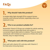 Nutravita Vitamin D3 Drops 60ml (2000 Drops) – Which? Best Buy 2025 - Vitamin D 1000IU per Drop – Flexible Dose of Liquid Vitamin D Supplement – Supports Bones, Immune System & Calcium Absorption