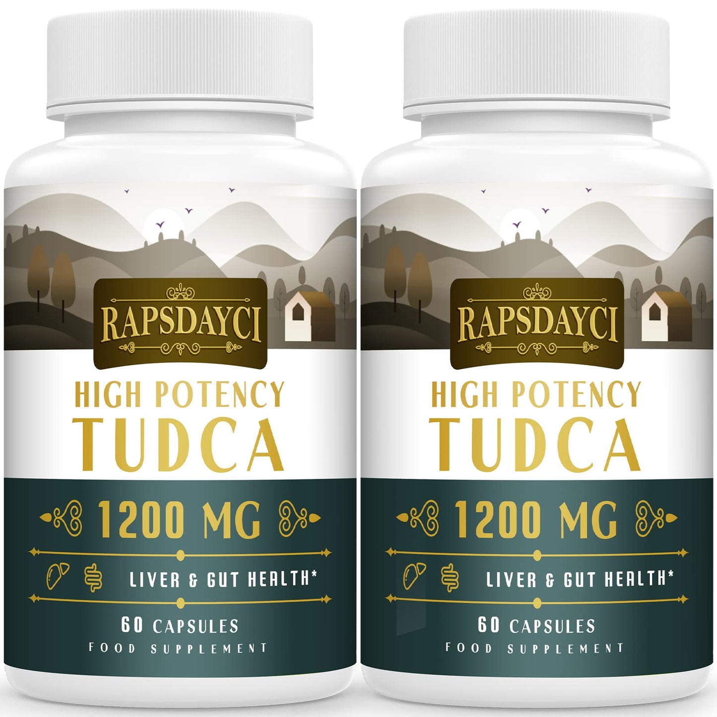 Rapsdayci Ultra Strength TUDCA (1200mg Per Serving), 120 Capsules - Tauroursodeoxycholic Acid, Liver Support Supplement, Enhances Proper Bile Production, Boosts Digestion and Immune System Support