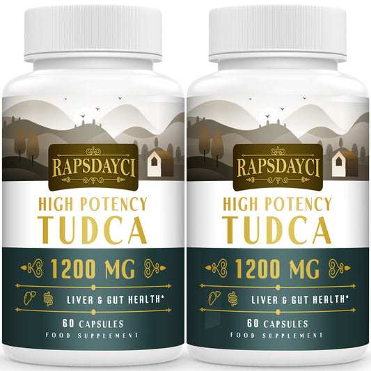 Rapsdayci Ultra Strength TUDCA (1200mg Per Serving), 120 Capsules - Tauroursodeoxycholic Acid, Liver Support Supplement, Enhances Proper Bile Production, Boosts Digestion and Immune System Support