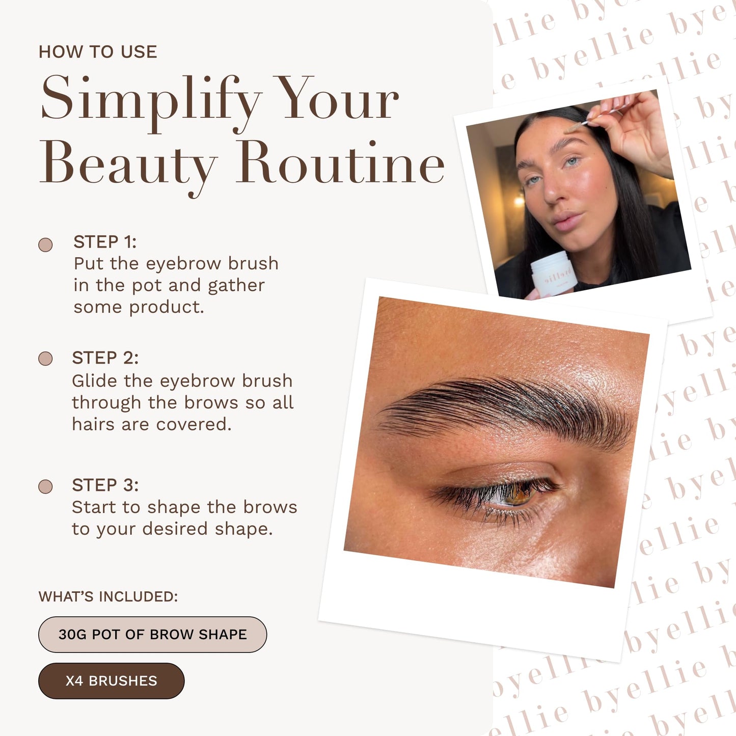 byellie Byellie Brow Shape 30ml, Super Strong Clear Eyebrow Gel, Define, Shape & Hold All Day, No White Cast or Residue, Easy to Use Laminated Look, Natural Makeup, Vegan & Cruelty Free