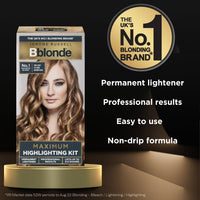 Jerome Russell Bblonde Highlighting Kit, Permanent Lightener, Permanent Blonde Bleach Hair Dye, Professional Results, With Avocado Oil, Lifts 8-9 levels – Highlighting Kit No 1