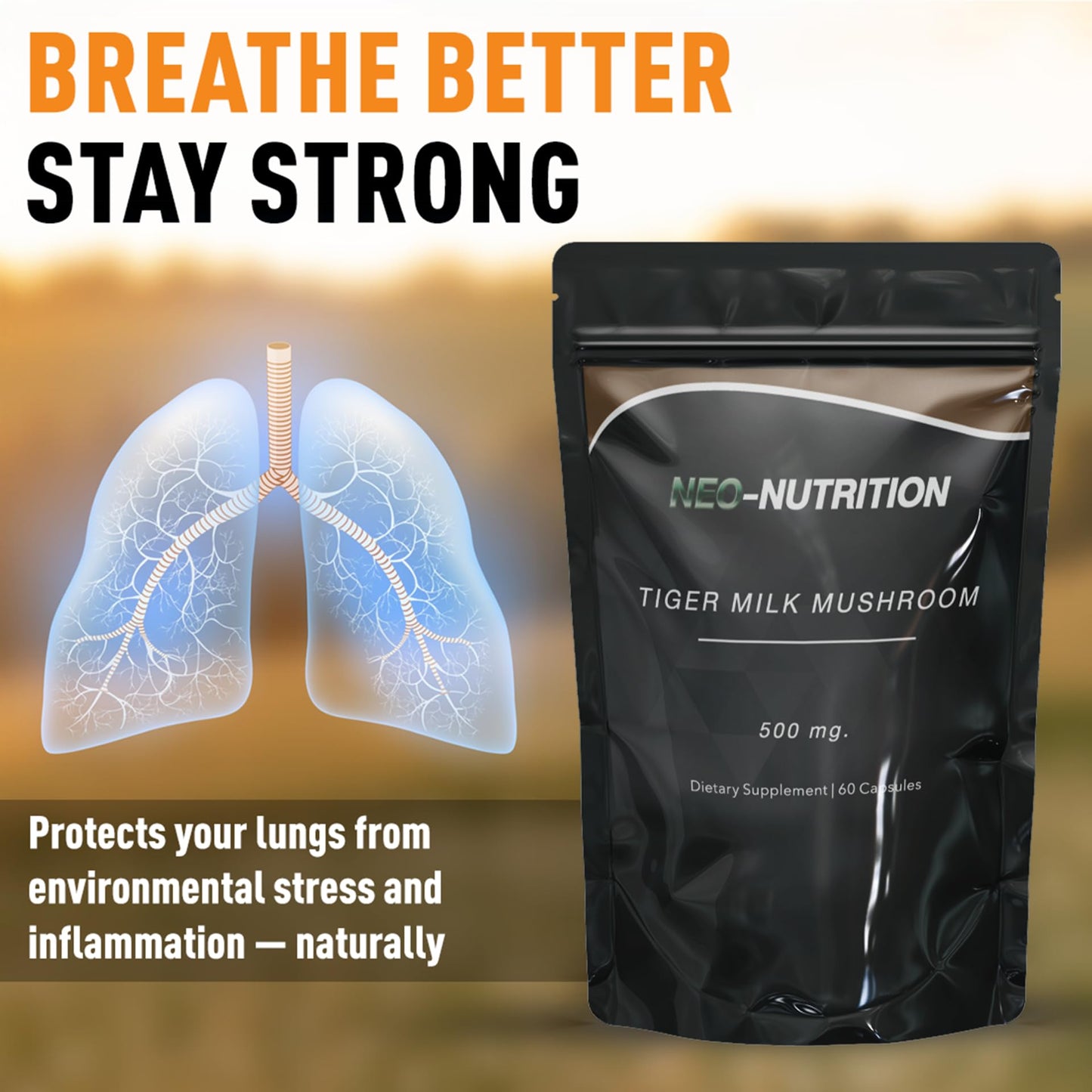 Tiger Milk Mushroom Capsules 500mg | High Strength | Pure & Natural Supplement | No Fillers or Binders | Vegan | Cognitive & Immune Support | UK NEO