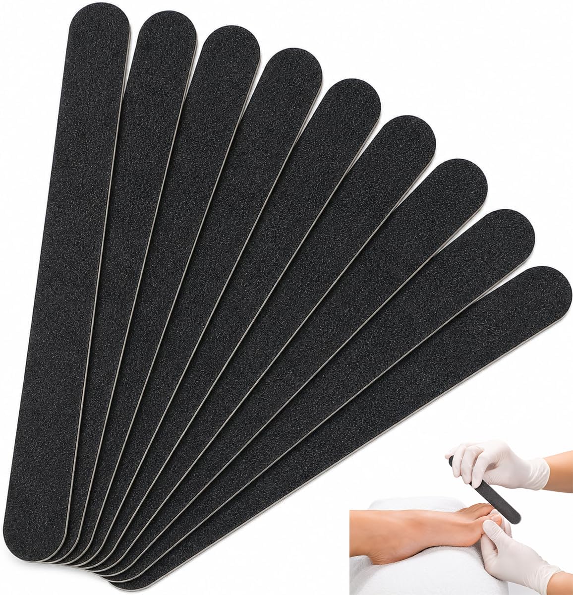 Algeos Professional Double Sided Foot & Nail File and Emery Boards, 10 Pack