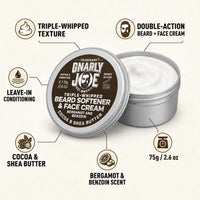 TRADEMARK GNARLY JOE EST.MMXVII Gnarly Joe Beard Softener & Face Cream - Bergamot & Benzoin 85ml - UK Made