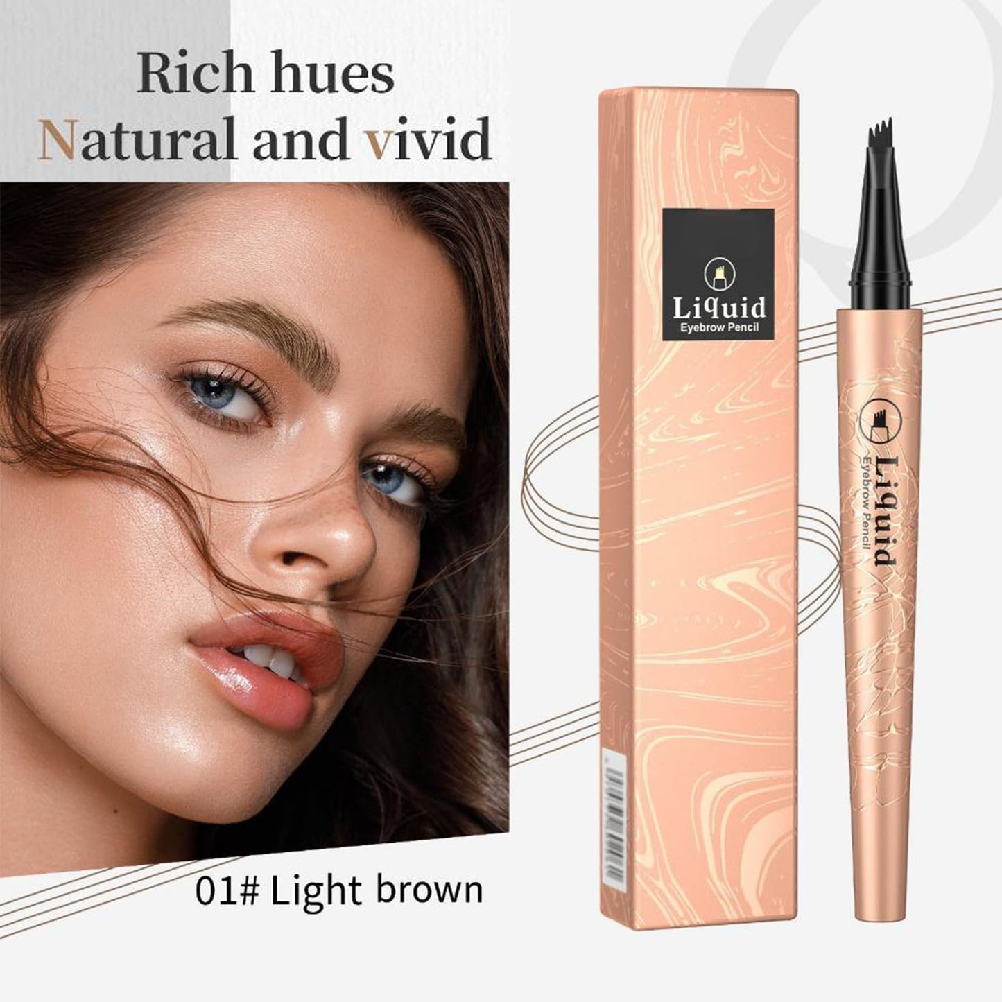 Mikloven 2025 New 4 Fork Tip Microblading Eyebrow Pen, Waterproof 4D Brow Pencil for Natural, Precise, Long-Lasting 24HR Brow Pencil for Natural-Looking Hair-Like Strokes (Light Brown)