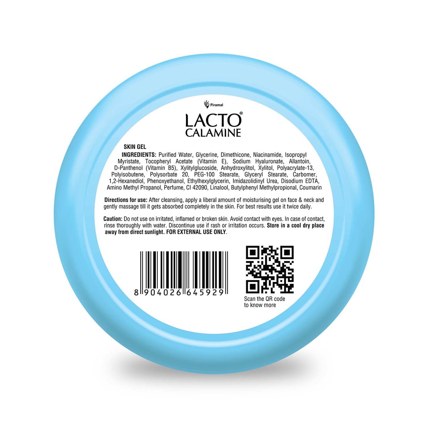 Lacto Calamine Light Moisturising Gel Non-sticky Hydrating Face & Body Gel with Niacinamide, Hyaluronic and vitamin E for non-oily feel & glowing skin 150g