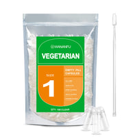 wananfu WANANFU Size 1 Empty Capsules Vegetarian (100 Count) Bundle with Micro Lab Spoon with Powder Tamper, Compatible with Capsule Filling Machine