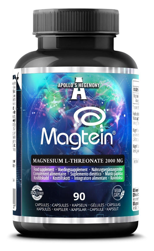APOLLO'S HEGEMONY Magtein® Magnesium L-Threonate 144 mg per Daily Dose - 90 Vegan Capsules - 30-Day Supply - for Cognitive Function Support - by Apollo's Hegemony