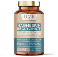 Time Health Magnesium Bisglycinate - NovoMin® 379mg - 120 Capsules - Zero Additives