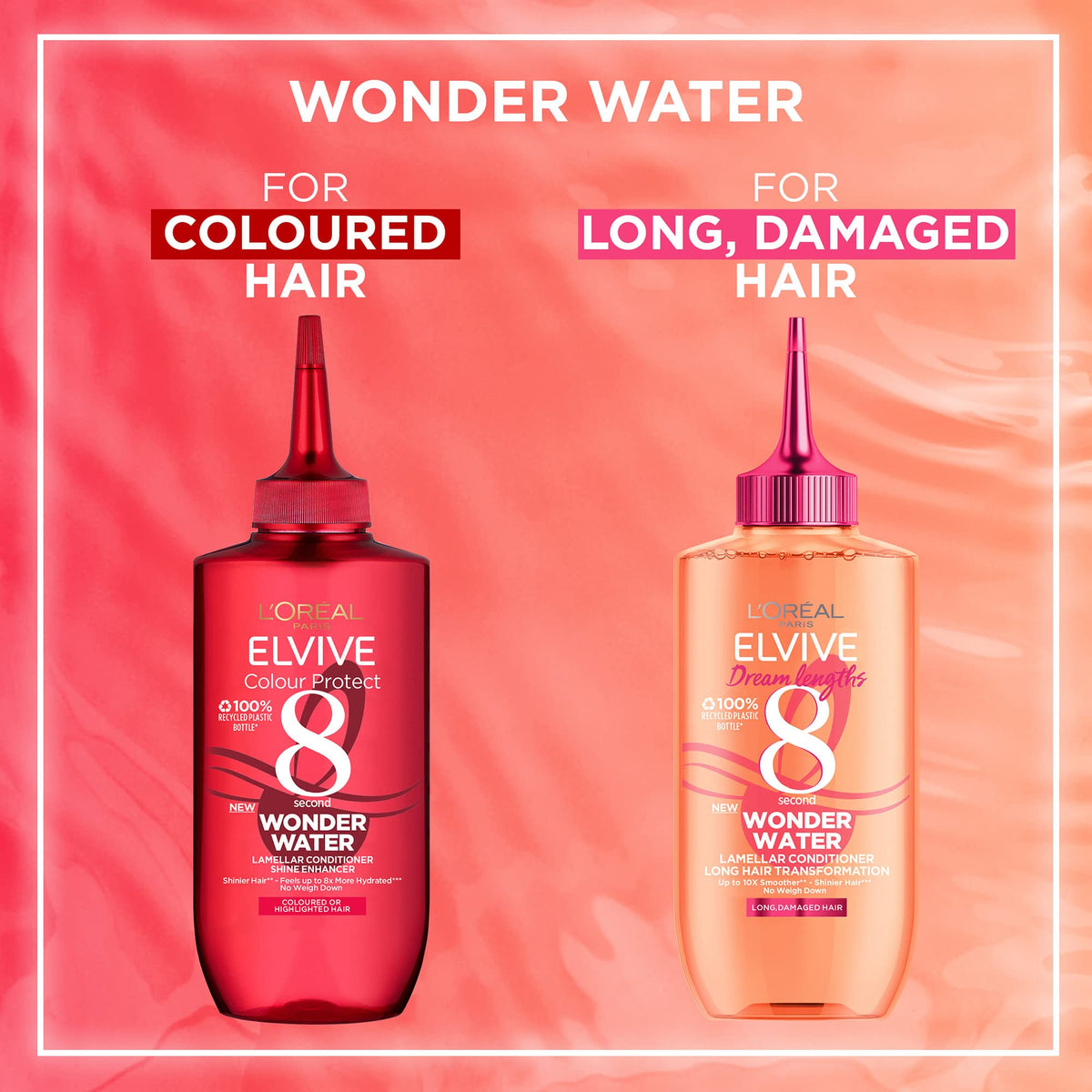 L'Oreal Paris L'Oréal Paris Wonder Water, Liquid Hair Conditioner by Elvive Colour Protect, 8 Second Hair Treatment for Damaged, Coloured Hair with Lamellar Technology, 200 ml