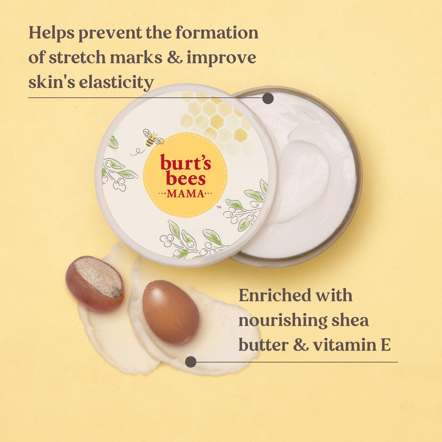 Burt's Bees Stretch Mark Cream & Pregnancy Belly Butter, With Nourishing Shea Butter & Vitamin E, 185g