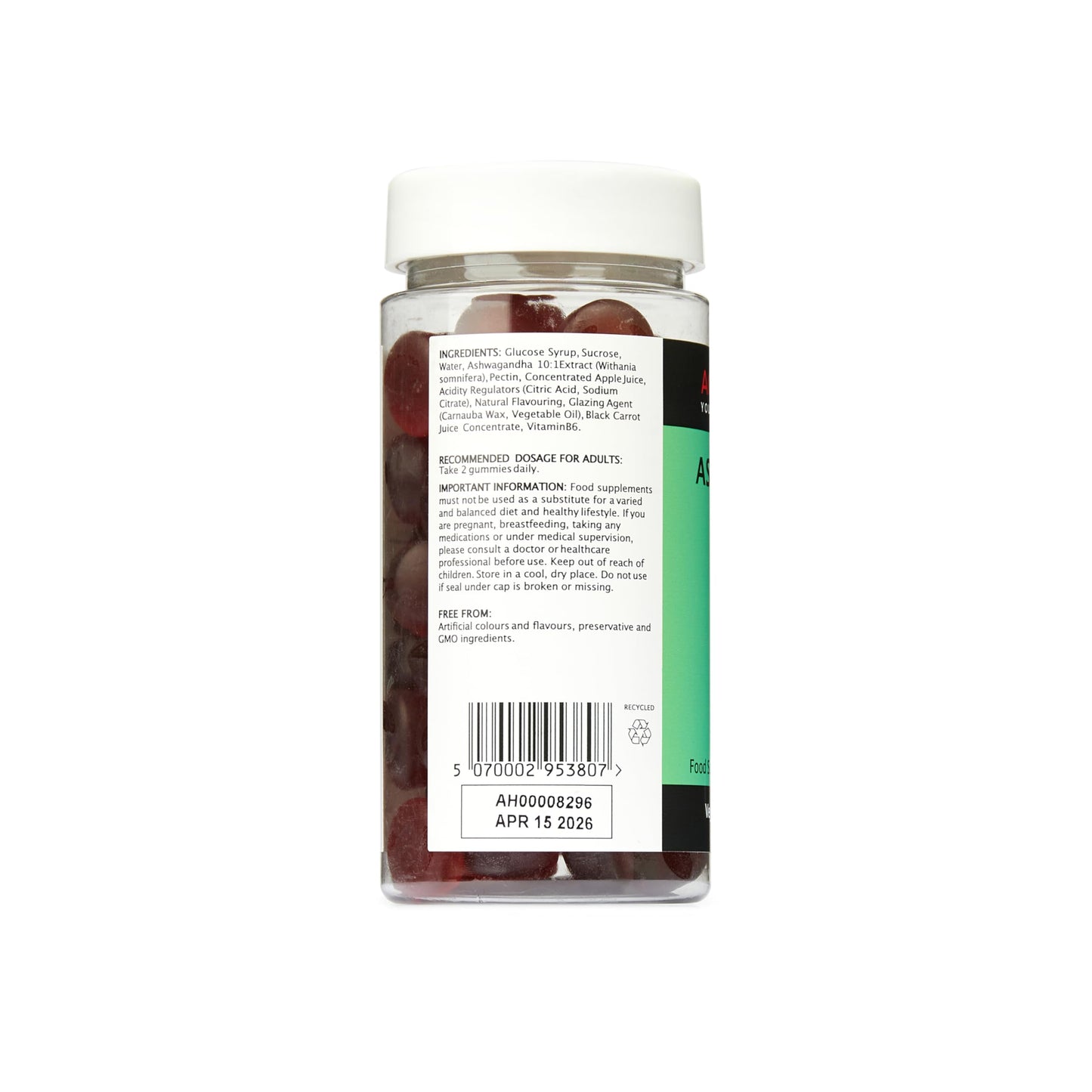 Ashwagandha Gummies 3000Mg & B6 2.8MG High-Strength Botanical Extract I Natural Apple Flavor I Stress Reduction, Supporting Psychological Function&Sleep.One-Month Supply by Aclla Nutrition.
