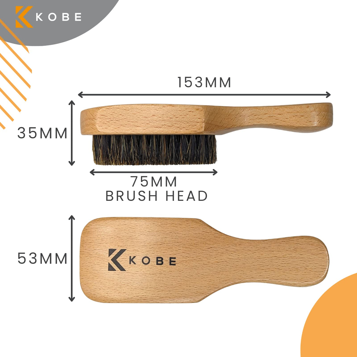 Kobe Professional Men's Light Wood Club Brush - Men’s Boar Bristle Hair Brush/Beard Brush - Wooden Bristle Brush for Men & Women