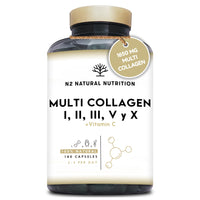 Multi Collagen Type I, II, III, V, X. Bovine, Marine Collagen Peptides 180 Capsules Enhanced with Vitamin C, for Joint Care, Skincare & Hair High Strength Collagen for Women & Men N2 Natural Nutrition