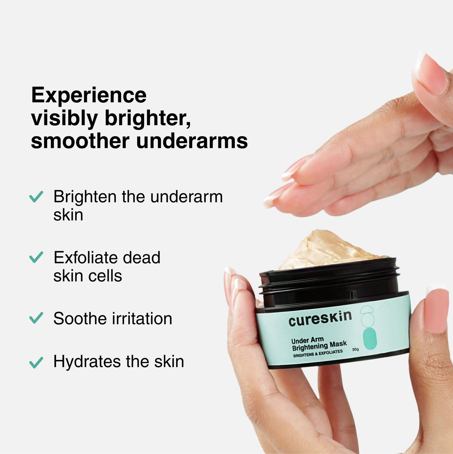 Cureskin Under Arm Brightening Cream Mask with Papaya & Sweet Orange | Dark Underarms & Hyperpigmentation | Under Arm Whitening Cream for Women & Men | Under arm Dark Removing Cream