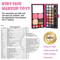 Aomig 33 Colors Kids Makeup Sets for Girls, 12 Pcs Princess Make Up Kit with 5 Brushes, Washable Children's Cosmetics Toys, Non-Toxic Makeup Kit, Cosmetic Beauty Set Gift for Kids Halloween Birthday