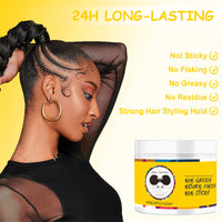 Fashion Base Edge Control Wax for Black Women - Edge Control Gel for Afro Hair - Strong Hold - Non-greasy - No White Residue - Afro Hair Products Gel (Pineapple Scent) 4 Ounces