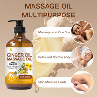 2PCS Ginger Massage Oil for Muscle Relaxation & Skin Hydration,Massage Oils for Massage Therapy,Body Oil for Muscle Pain Relief,Soothing Essential Oil with Vitamin E,Stress Relief & Tired Legs