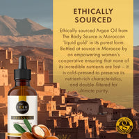 The Body Source 100% Organic Argan Oil, 100ml - Cold Pressed, Ethically Sourced & Bottled in Morocco - For Healthy Hair, Skin & Nails