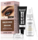 REVERS COSMETICS Eyebrow Tint Light Brown with Argan Oil and Castor Oil (Omega 6, Carotene, Vitamins A, E, F) Natural Result, Lasts Up to 4 Weeks, Up to 15 Applications