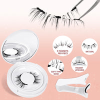 Magnetic-Eyelashes Natural Look, Higu clace Magnetic-Lashes Kit with Applicator, 1 Pair Reusable Lashes Magnetic Easy to Wear and Remove Wispy Eyelashes Magnetic No Glue or Eyeliner Needed(STYLE M)