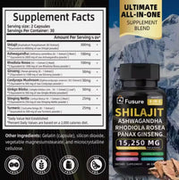 Fusure Shilajit Ashwagandha, Rhodiola Rosea, Panax Ginseng Supplement Capsules for Energy and Health