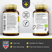 Organic Lions Mane Mushroom 1500mg - 120 High Strength Vegan Capsules (Not Powder) - Lions Mane Supplement with Organic Black Pepper - Made in The UK by Nutravita