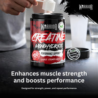 Warrior Flavoured Creatine Monohydrate Powder 500g (150 Servings) – Creatine Powder Drink, Creatine for Performance, Strength & Recovery (Not Creatine Gummies or Tablets) – Savage Strawberry