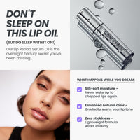 Wonderskin Lip Oil Rehab Serum - Hydrating and Moisturizing Clear Serum for Dry Lips - Natural, Vegan and Non-sticky (Clear)