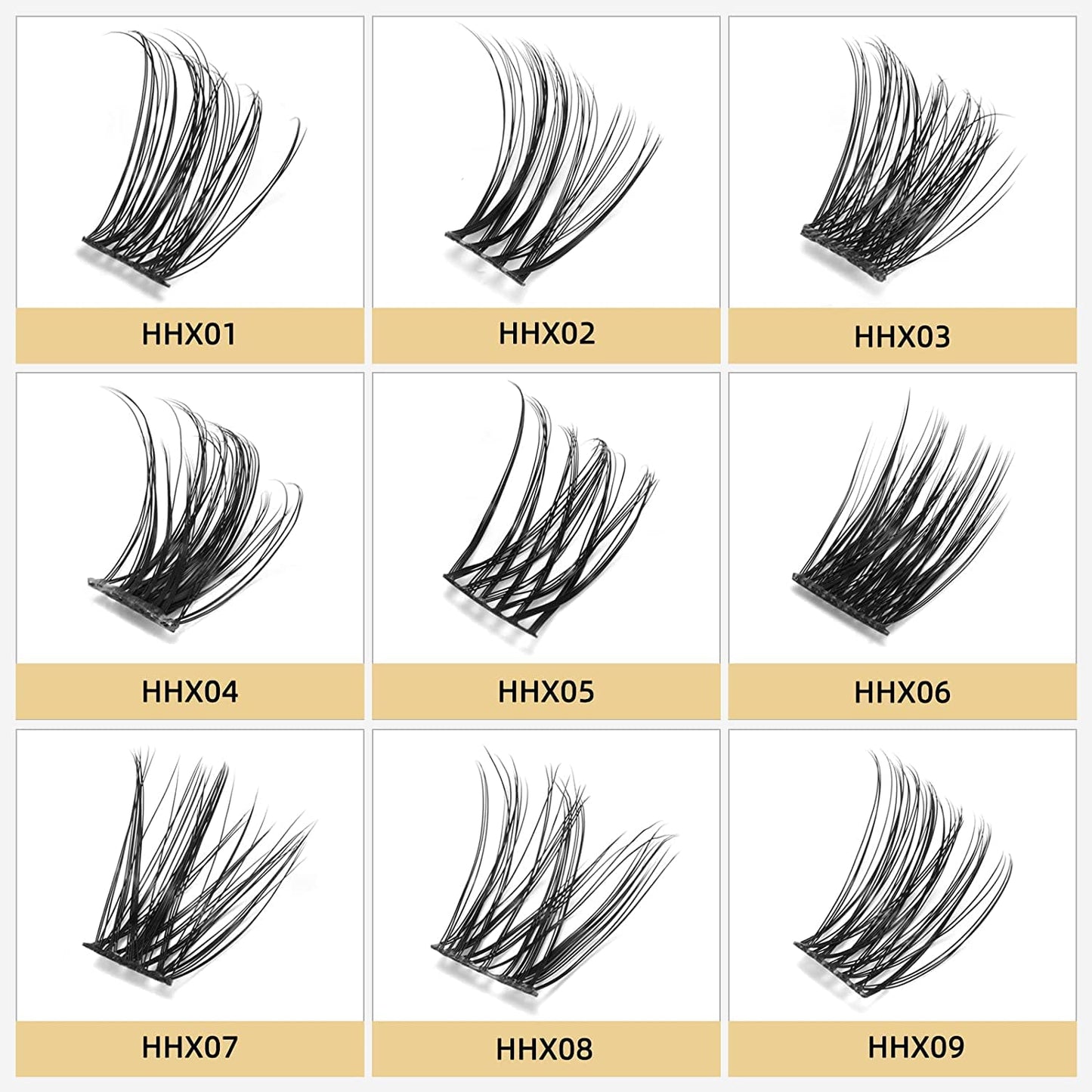 Higu clace HG Lash Extensions, 100pcs Cluster Eyelash Extensions, D Curl, mix 10-16mm, Thin Stem Lash Clusters, Soft and light Lashes, Reusable Makeup for Self-application, DIY at home (HHX07 Mix10-16mm)