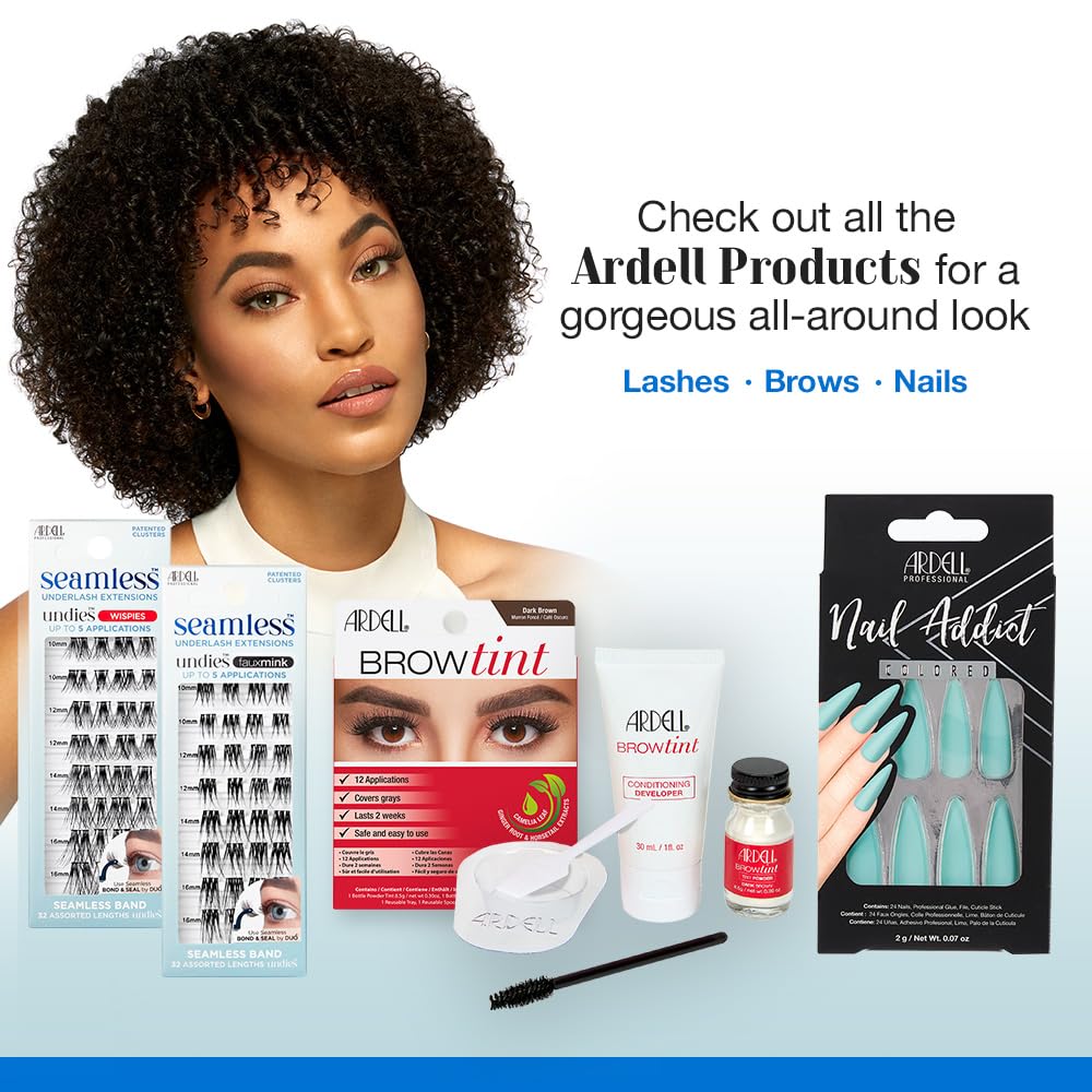 Ardell Seamless Undies Underlash Eyelash Extensions Refill, 3D Faux Mink Lash Cluster Kit, Full Volume & Intense Black Lashes, Up to 5 Applications, Assorted Eyelash Lengths, 32 Knot-Free Clusters