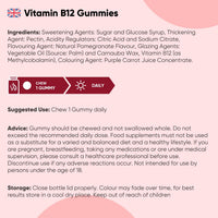 WeightWorld Vitamin B12 Gummies - 120 Gummies - 4 Months Supply - 1000mcg - Tasty, Natural Pomegranate Flavour - 1 per Day - Vegan & Gluten-Free - Methylcobalamin Form for Easy Absorption - B12 Vitamin Supplement