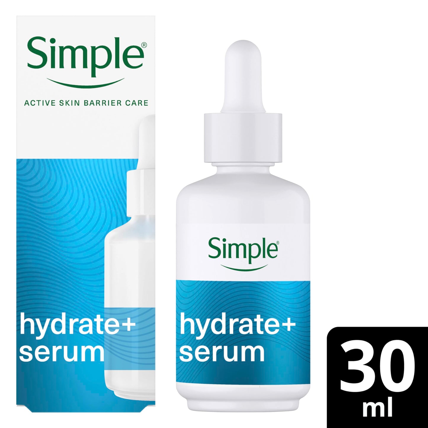 Simple Hydrate+ 3% Hyaluronic Acid + Vitamin B5 Face Serum skin care suitable for daily use on all skin types for hydrated, softer skin 30 ml