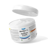 TriOn Pharma Aqueous Cream with Menthol 1% - 500g | Cooling Emollient for Softening & Soothing Skin | External Skin Cleansing Agent
